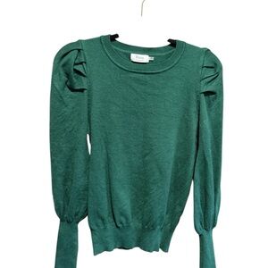 BluIvy Green Puff Sleeve Knit Sweater Small Feminine Chic Soft Girl Aesthetic